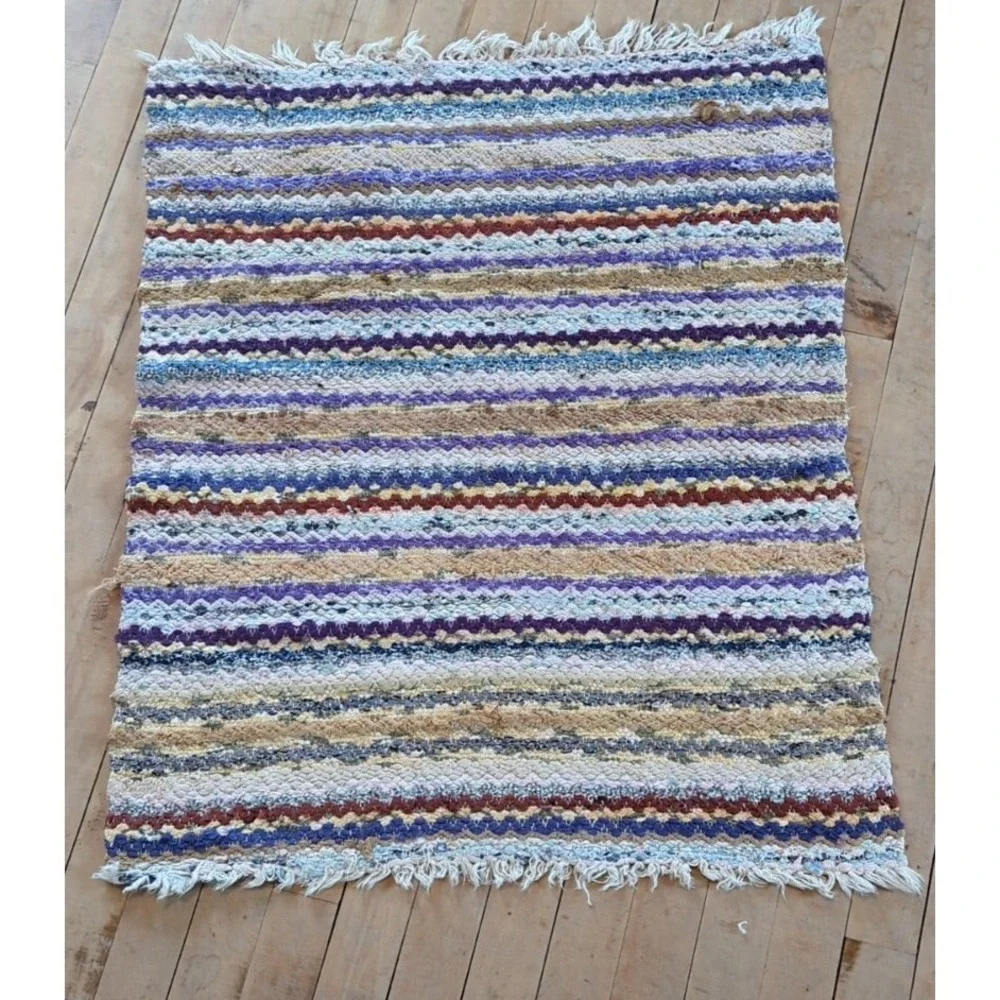 Antique Imported Swedish Hand Made Rag Rug Runner (26